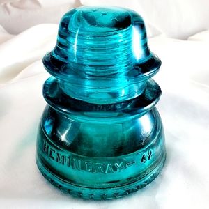 Vintage Hemingray teal blue green insulator #42 vintage 1920s 1930s 1940s